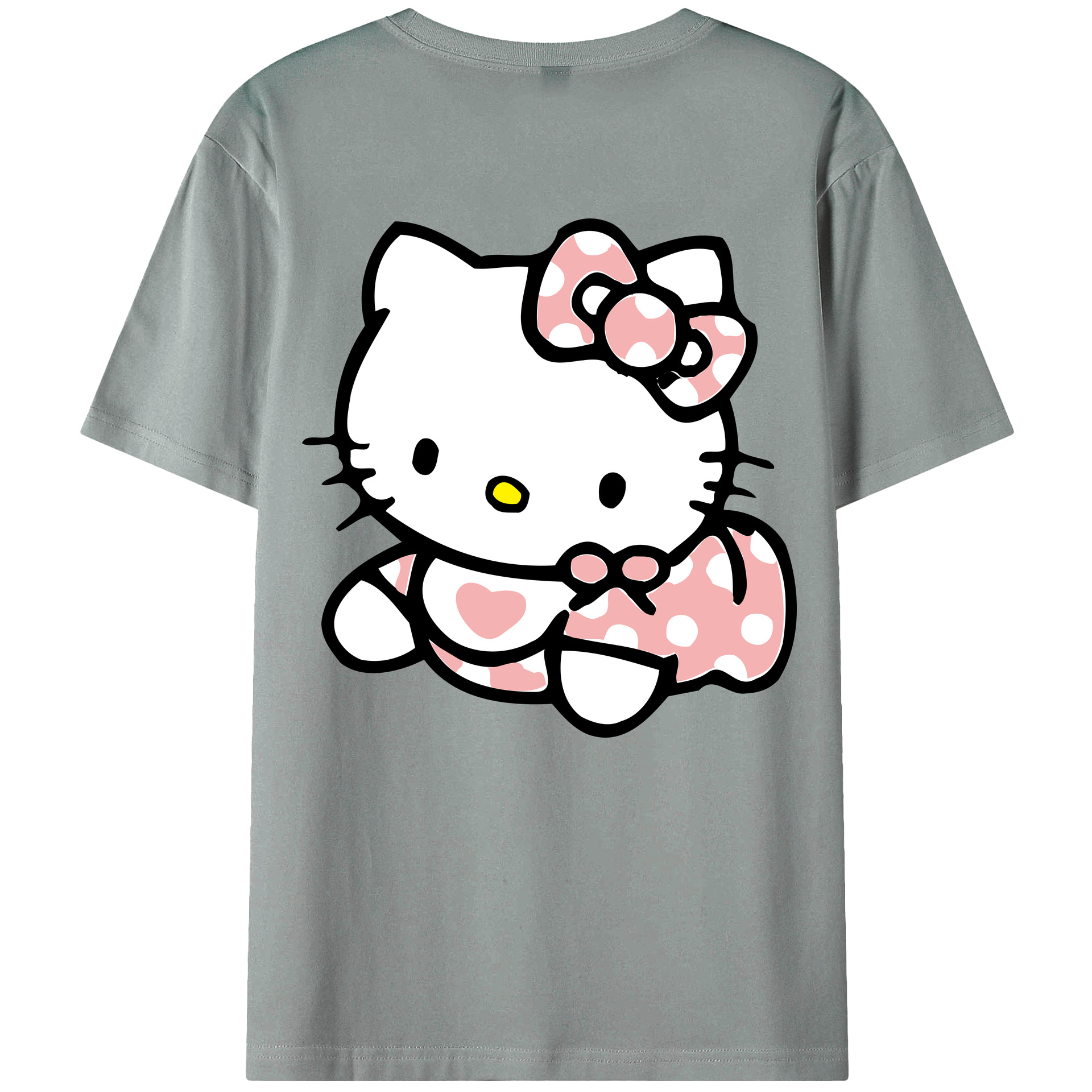 （画像用） Hello Kitty ハローキティ 綿100％ メンズ半袖Tシャツ（バックプリント） 通気性